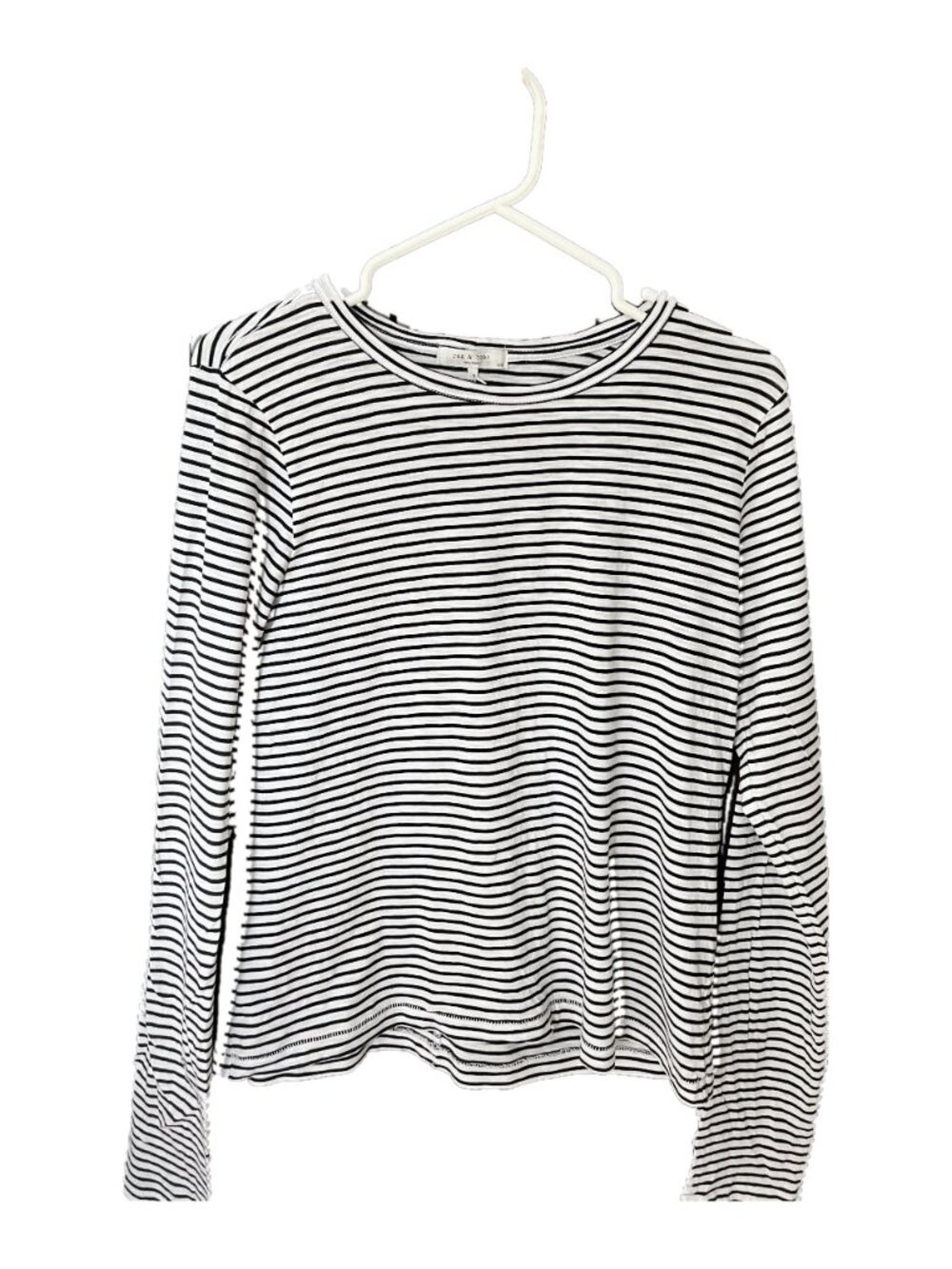 rag & bone The Slub Striped Long-Sleeve Tee in black/white stripe, size L
